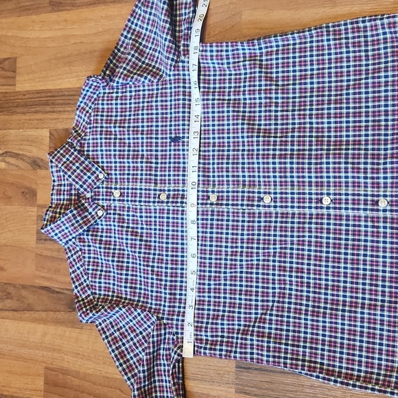 Ralph Lauren Polo Red Navy Classic Plaid Natural Stretch Button Down Shirt Large - Picture 6 of 9